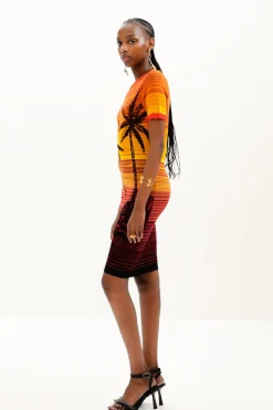 Short knit palm tree dress