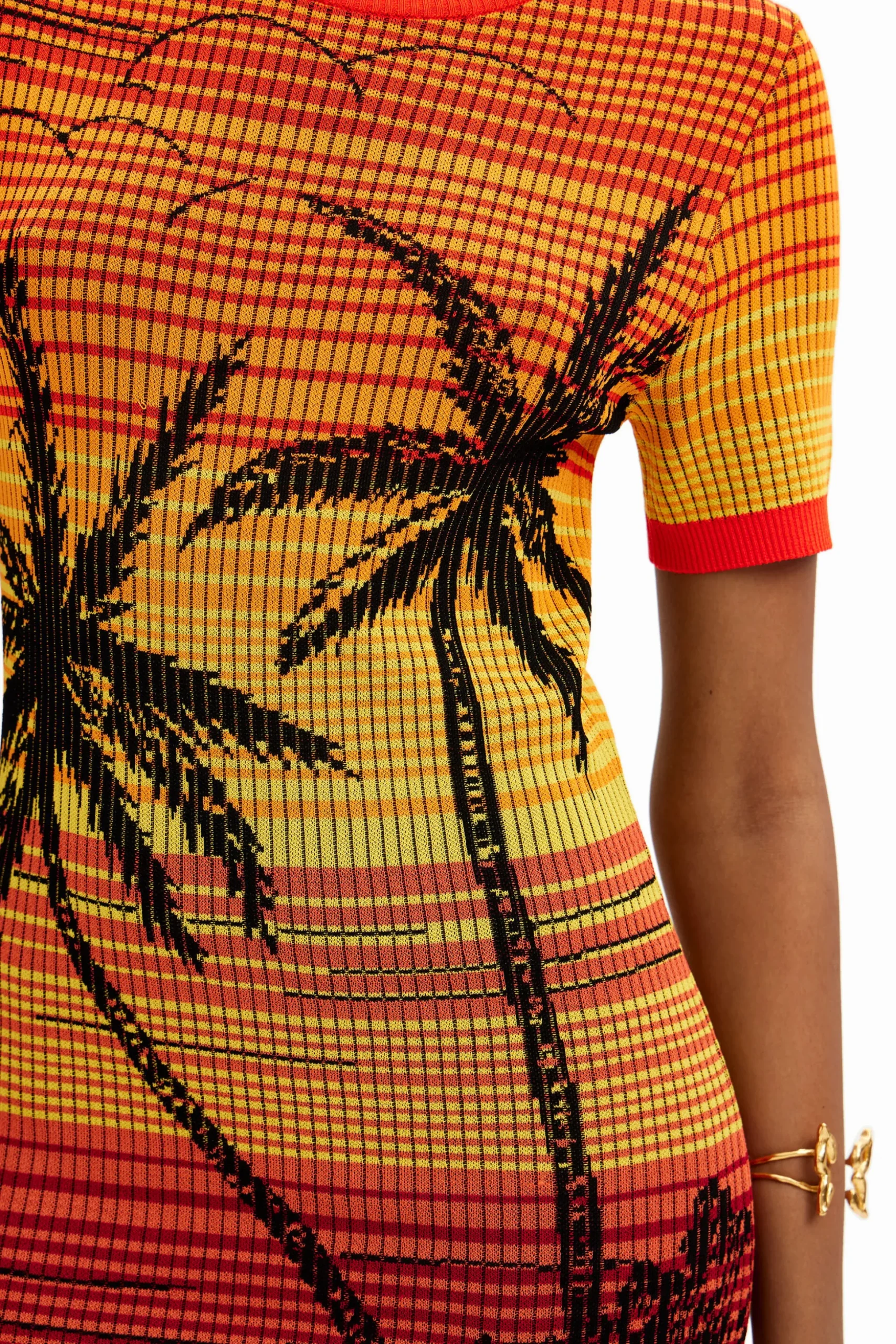 Short knit palm tree dress