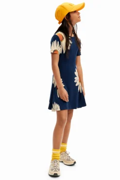Short ribbed daisy dress