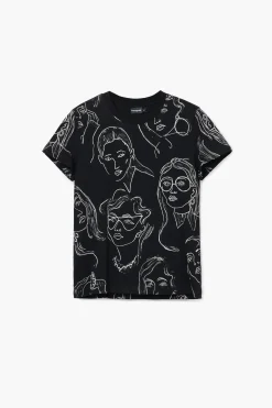 Short-sleeved T-shirt with faces
