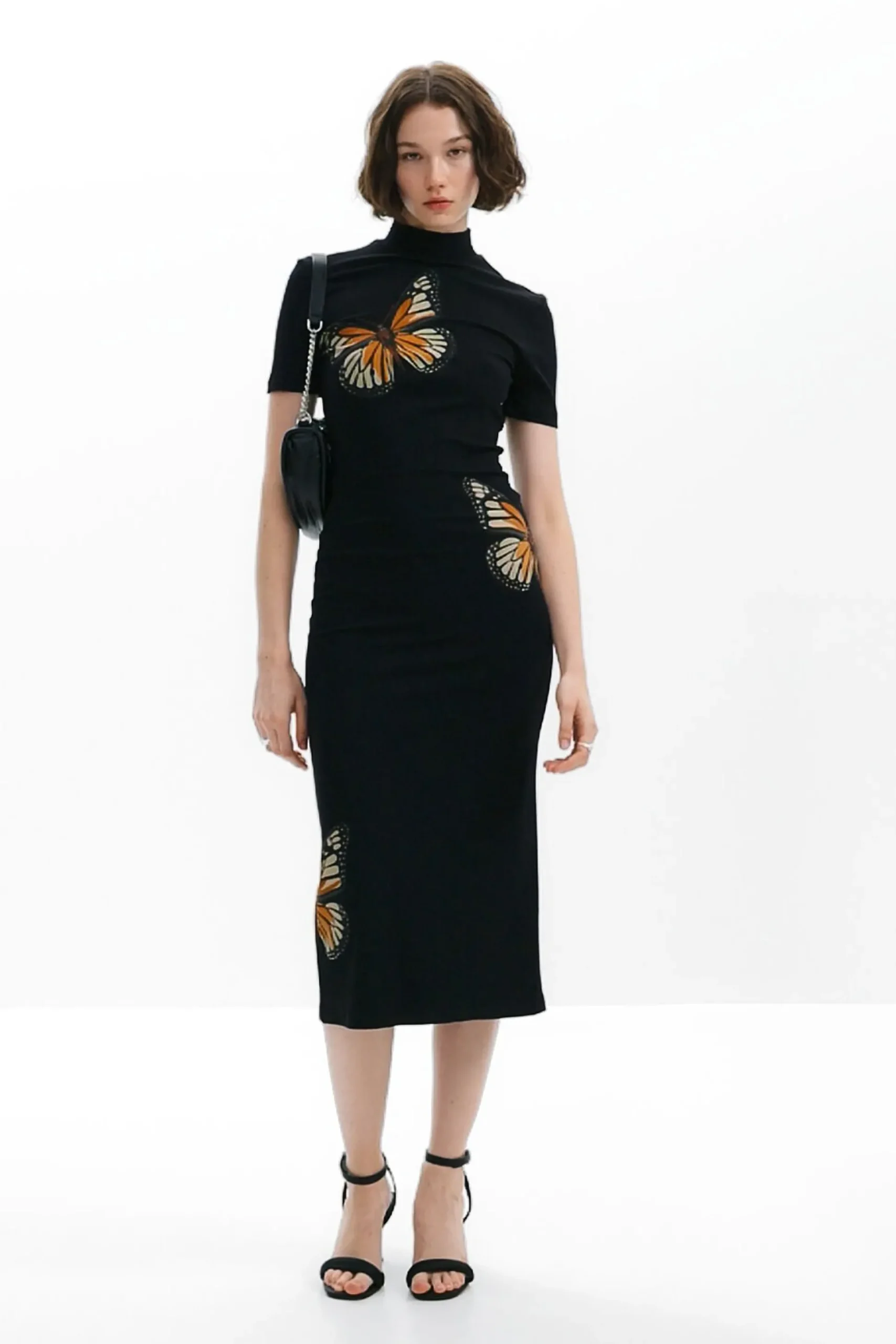 Slim midi butterfly dress