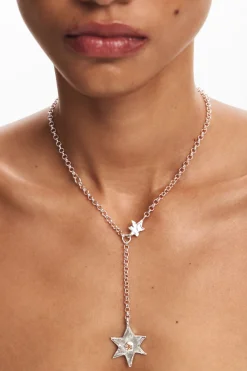 Star and heart necklace silver plated Zalio