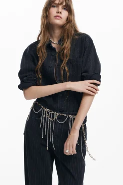 Straight jeans with topstitching