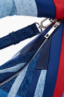 Striped denim bag