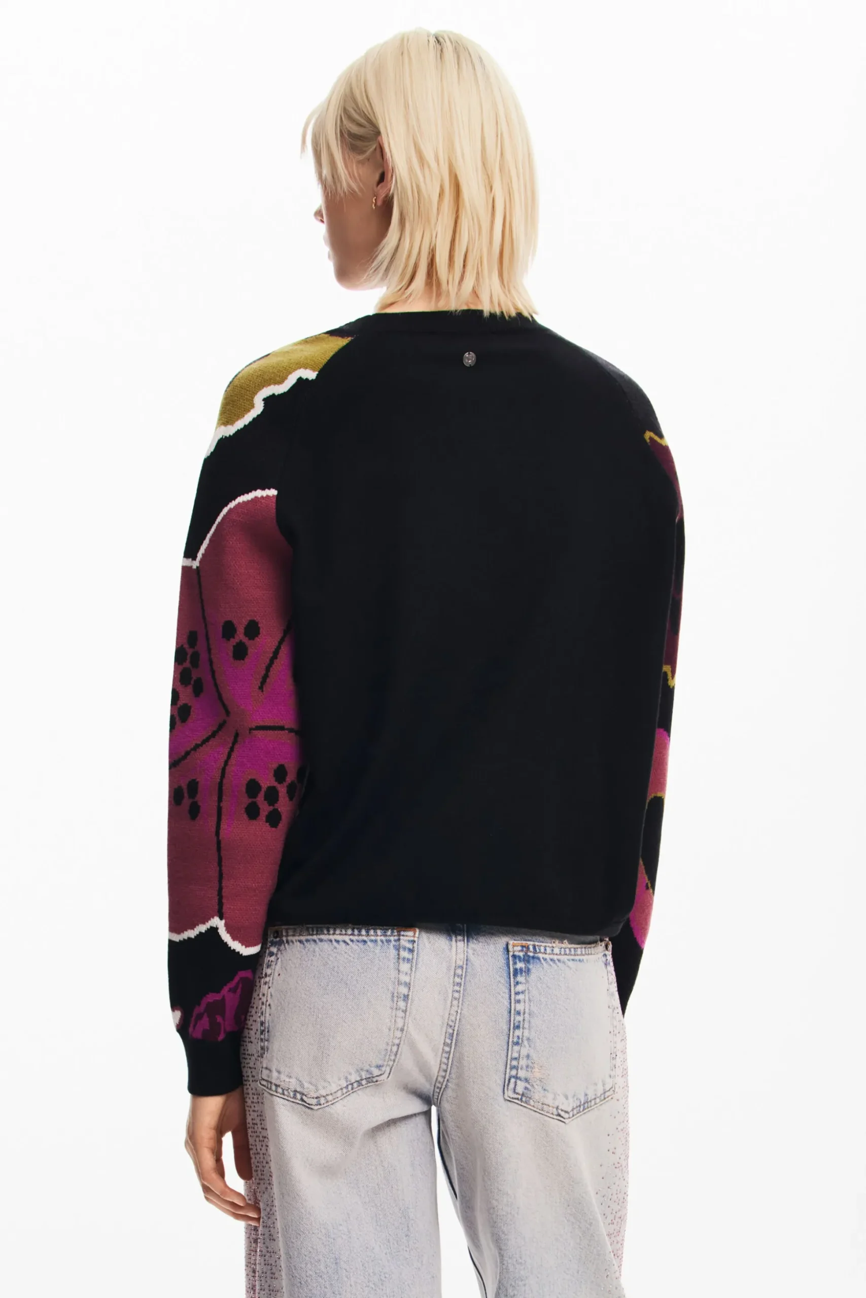 Sweater with floral sleeves