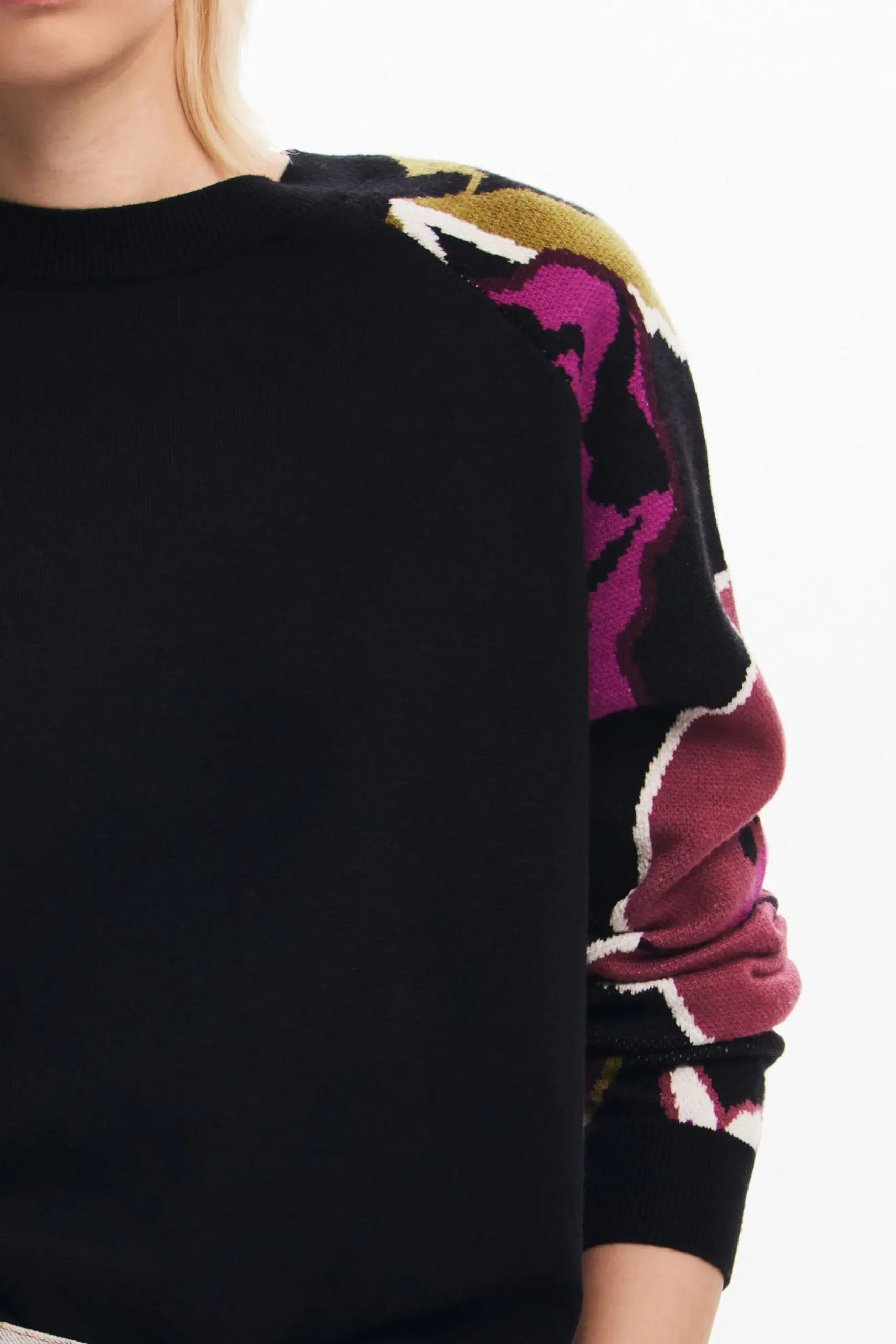 Sweater with floral sleeves