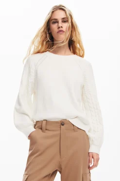 Textured sleeve sweater