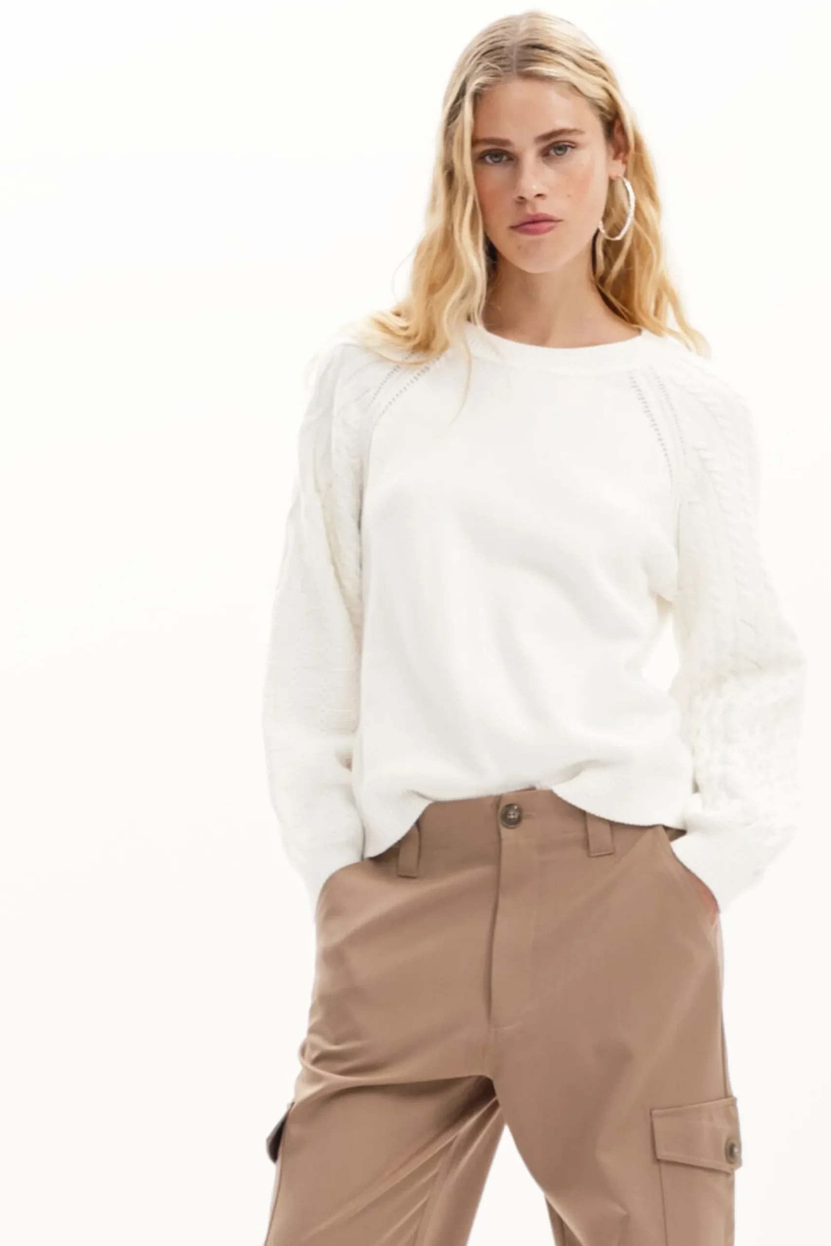 Textured sleeve sweater