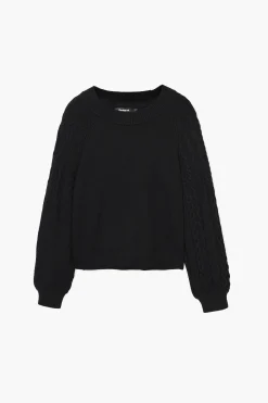 Textured sleeve sweater