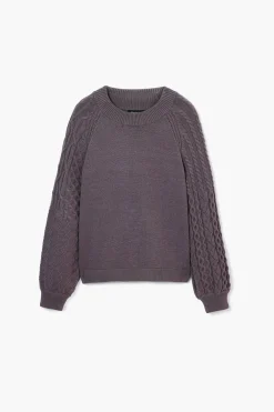 Textured sleeve sweater