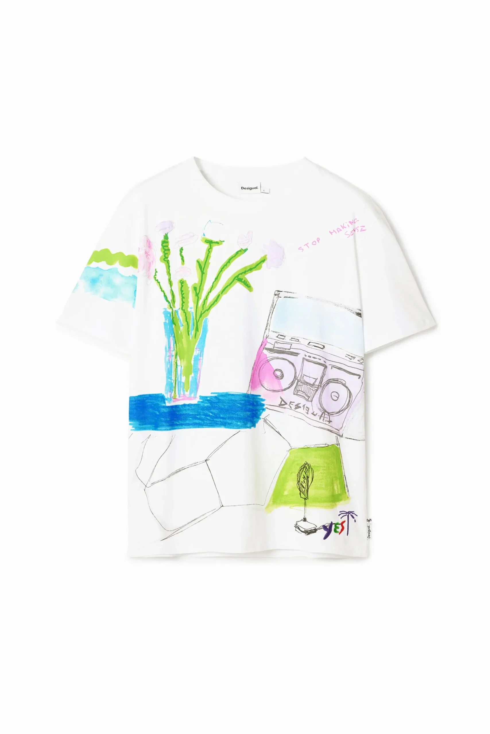 T-shirt with printed drawings