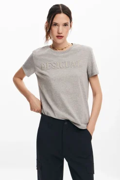 T-shirt with rhinestone logo