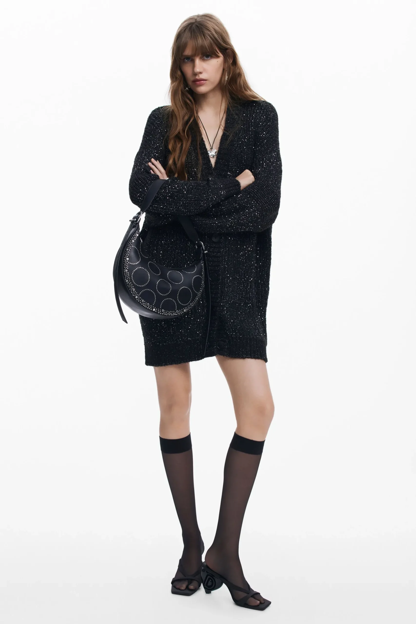 V-neck knit jacket