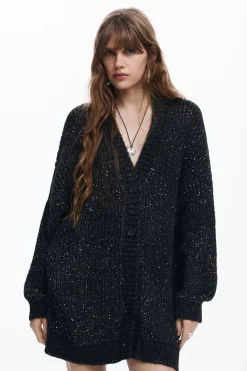 V-neck knit jacket