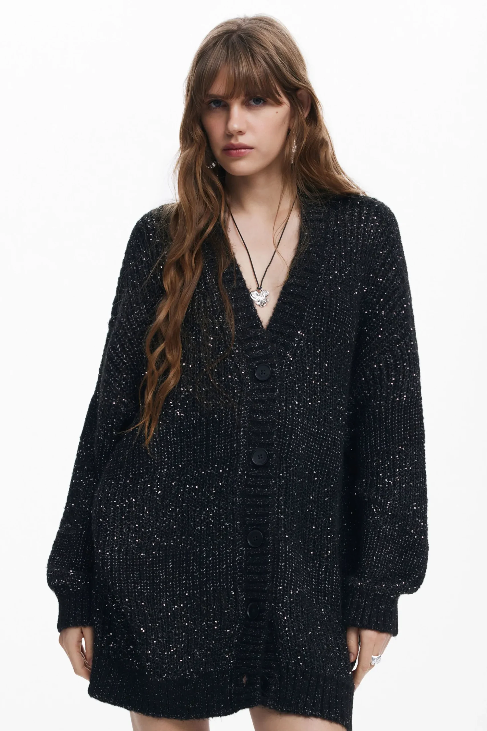 V-neck knit jacket
