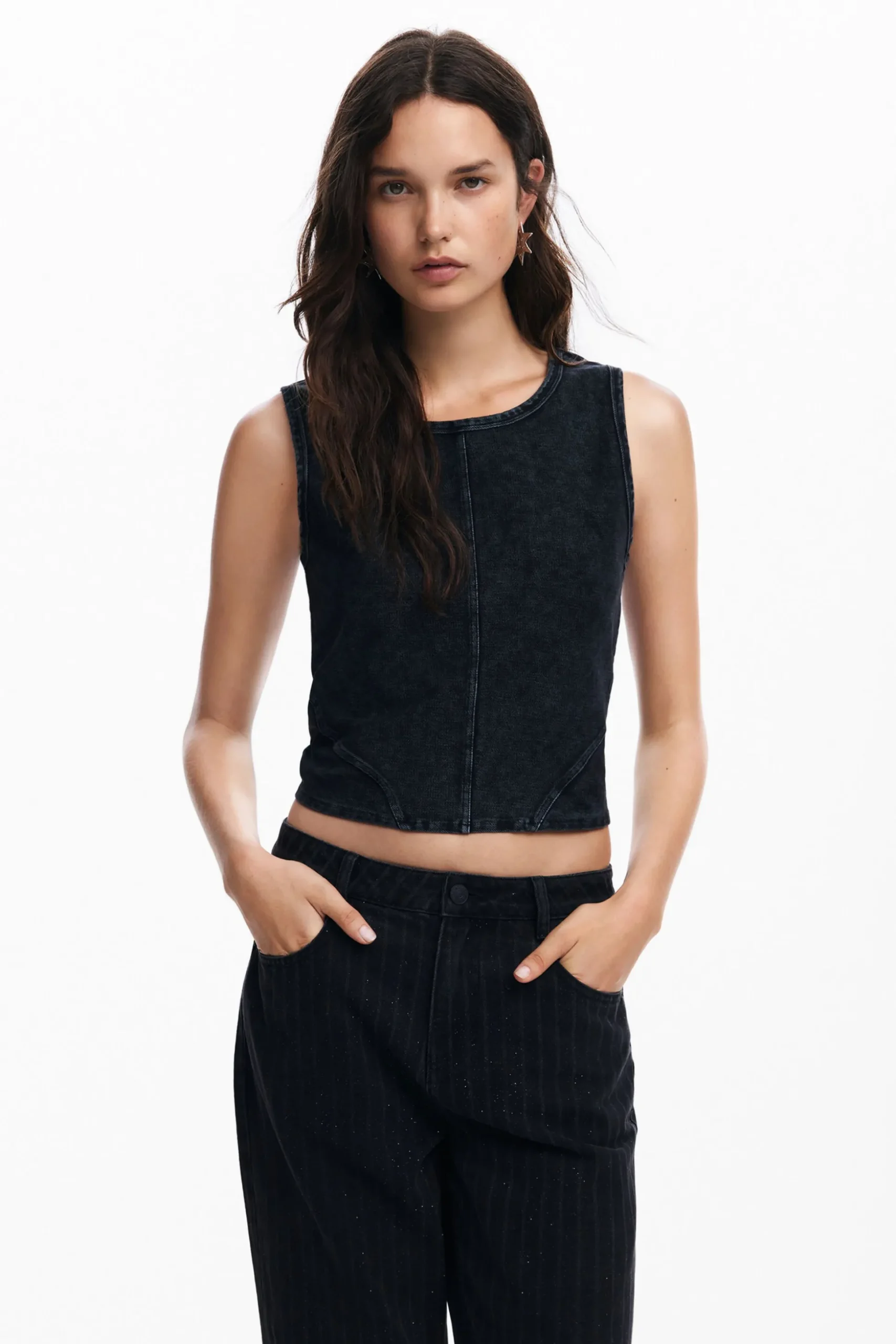 Washed effect knit T-shirt