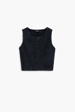 Washed effect knit T-shirt