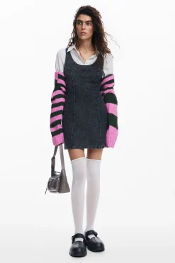 Washed-effect denim dress