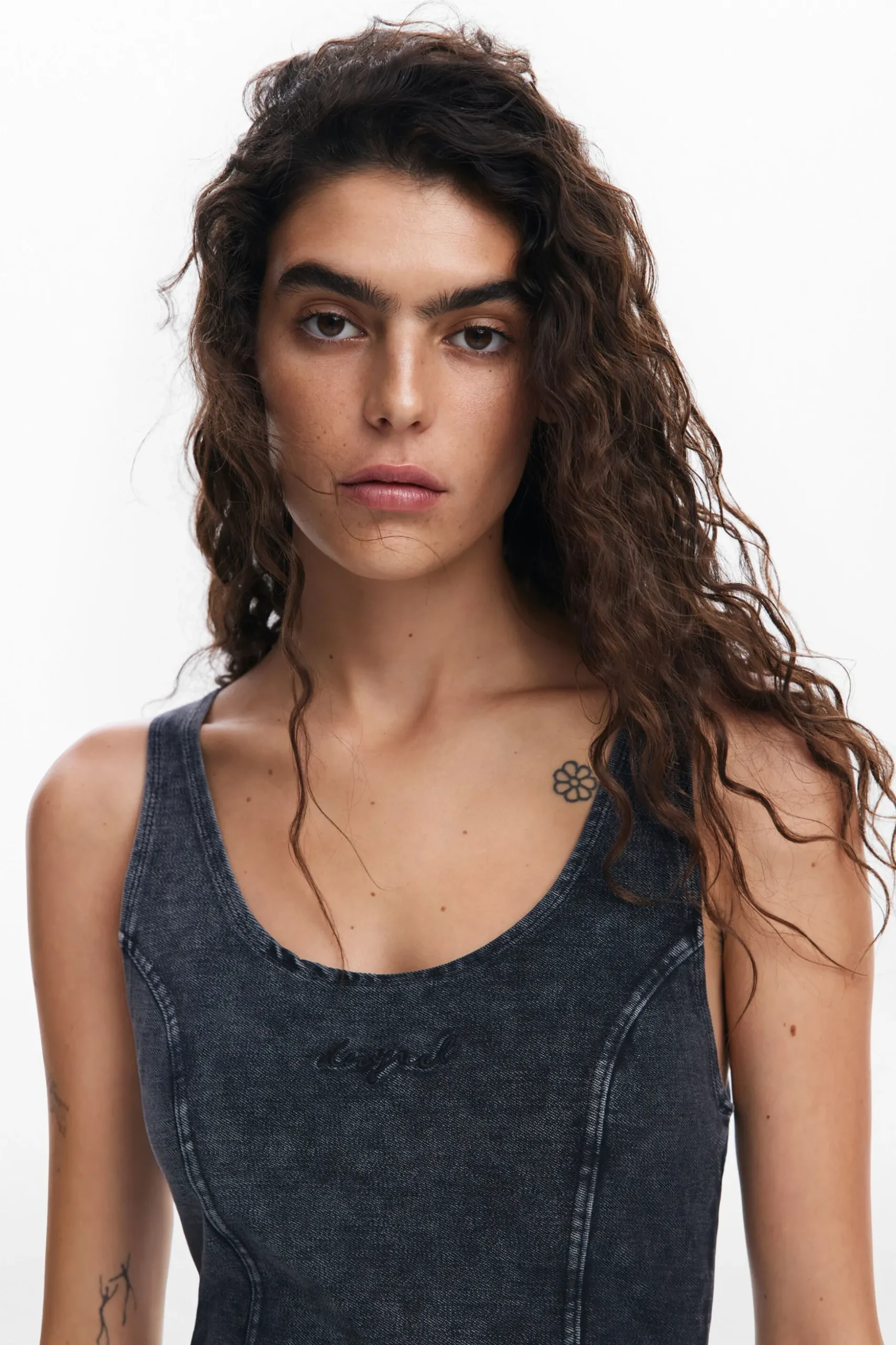 Washed-effect denim dress