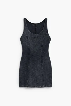 Washed-effect denim dress