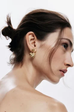Zalio gold-plated heart earrings