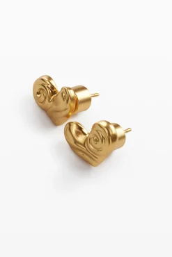 Zalio gold-plated heart stud earrings