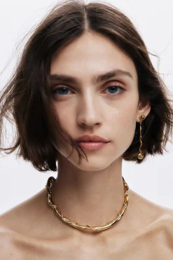 Zalio gold-plated rigid necklace