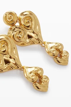 Zalio gold-plated triple heart earrings