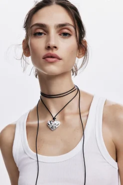Zalio silver-plated heart pendant with cord