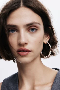 Zalio silver-plated heart hoop earrings